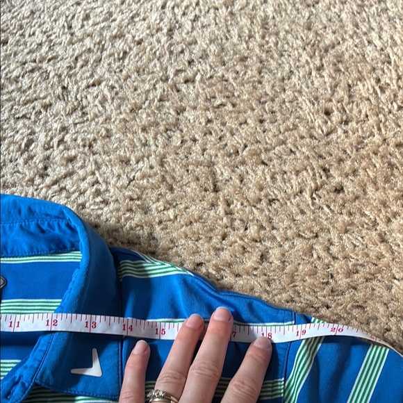 Callaway Blue and Green Polo Shirt with Classic Stripes - Picture 7 of 11